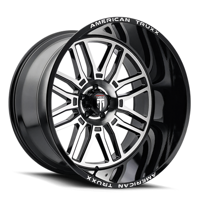American Truxx AT1915 Restless 24x14 / 6x139.7 BP / -76mm Offset / 106mm Hub Gloss Blk Mach Wheel