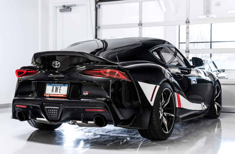AWE Tuning 2020 Toyota Supra A90 Resonated Touring Edition Exhaust - 5in Chrome Silver Tips