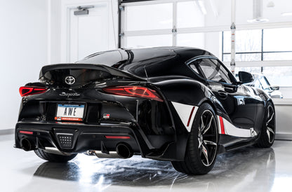 AWE Tuning 2020 Toyota Supra A90 Resonated Touring Edition Exhaust - 5in Chrome Silver Tips