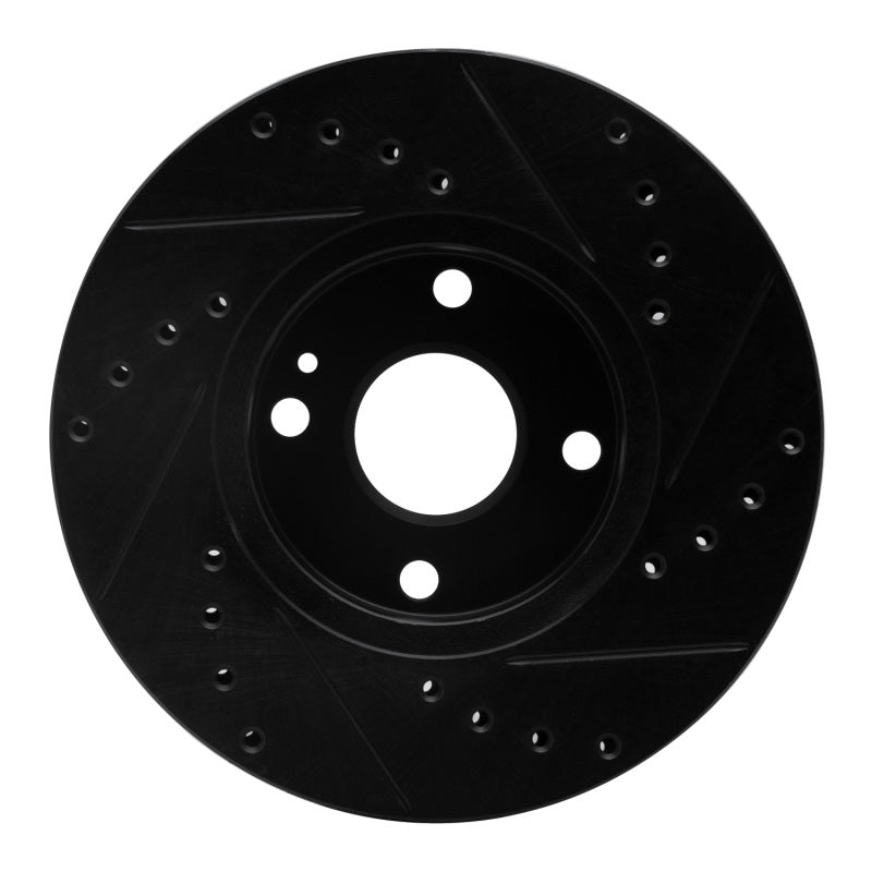 R1 Concepts R1 94-02 Mazda Miata Front Left Drilled & Slotted Black Brake Rotor