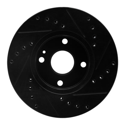 R1 Concepts R1 94-02 Mazda Miata Front Left Drilled & Slotted Black Brake Rotor