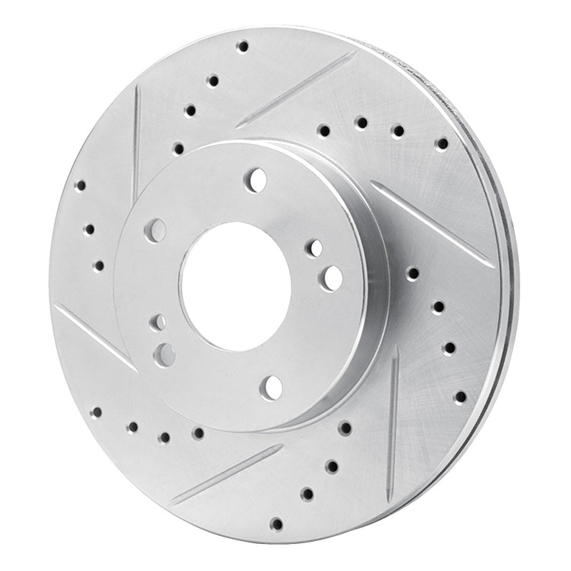 R1 Concepts R1 89-90 Nissan 300ZX Front Left Drilled & Slotted Silver Brake Rotor
