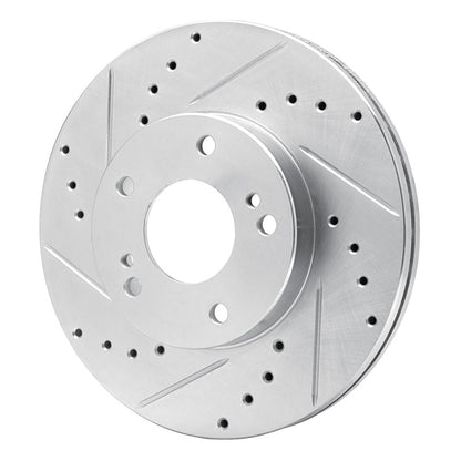 R1 Concepts R1 89-90 Nissan 300ZX Front Left Drilled & Slotted Silver Brake Rotor