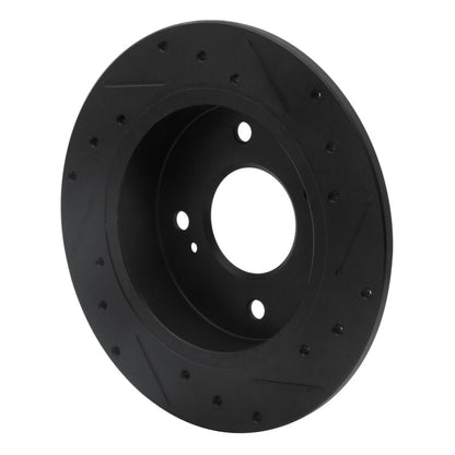 R1 Concepts R1 89-98 Nissan 240SX Rear Left Drilled & Slotted Black Brake Rotor
