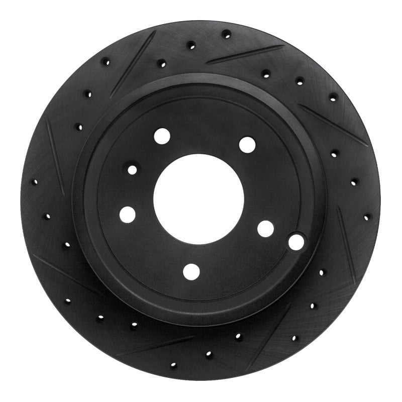 R1 Concepts R1 07-15 Chevrolet Equinox Rear Left Drilled & Slotted Black Brake Rotor