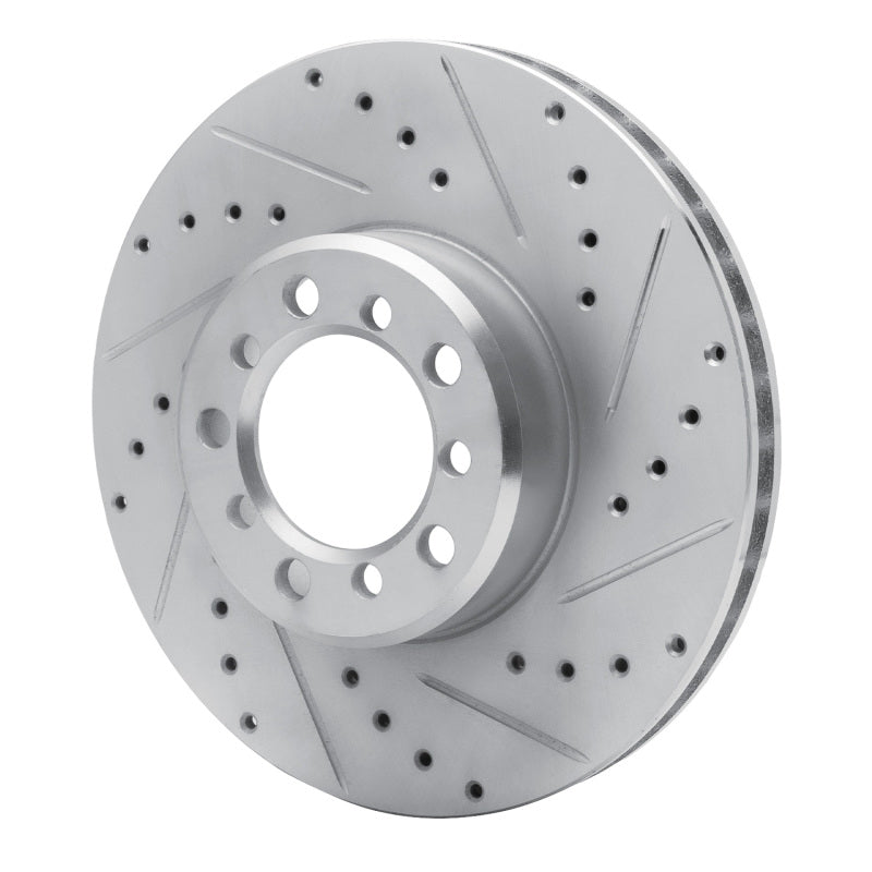 R1 Concepts R1 85-91 Mercedes-Benz 560SEC Front Right Drilled & Slotted Silver Brake Rotor