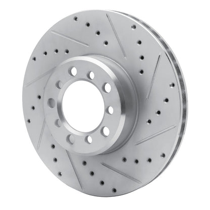 R1 Concepts R1 85-91 Mercedes-Benz 560SEC Front Right Drilled & Slotted Silver Brake Rotor