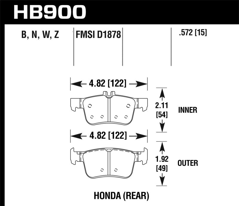 Hawk Performance Hawk 16-17 Honda Civic Performance Ceramic Street Rear Brake Pads