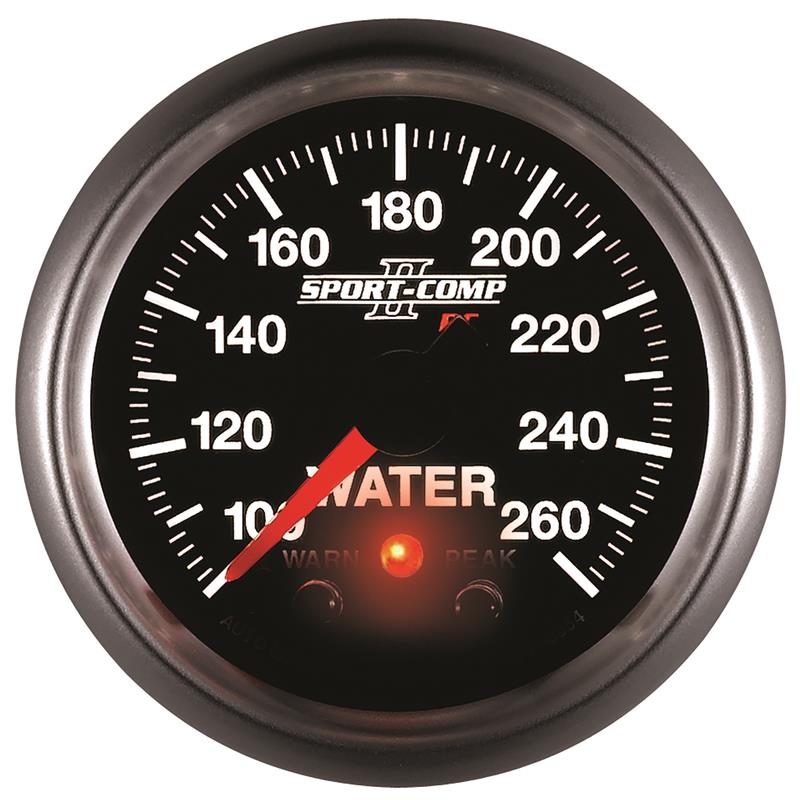 Autometer Sport-Comp II 52.4mm 100-260 Deg F Water Temp Peak & Warn w/ Electronic Control Gauge