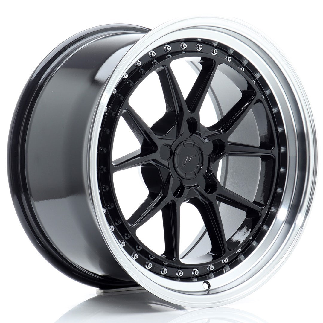 JR Wheels JR391895F25X1572GBL - JR39 18x9,5 ET15-35 5H BLANK Gloss Black w/ Machined Lip