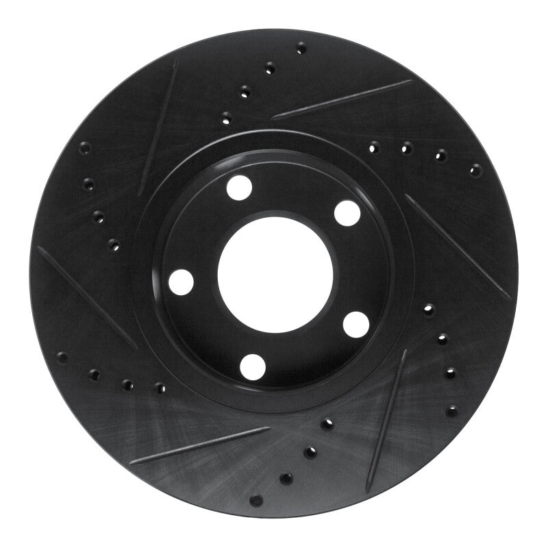 R1 Concepts R1 85-91 Audi 5000S Front Right Drilled & Slotted Black Brake Rotor