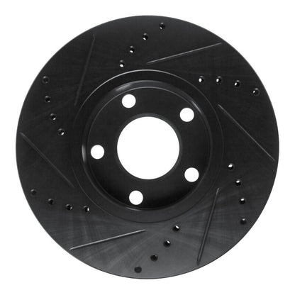 R1 Concepts R1 85-91 Audi 5000S Front Right Drilled & Slotted Black Brake Rotor