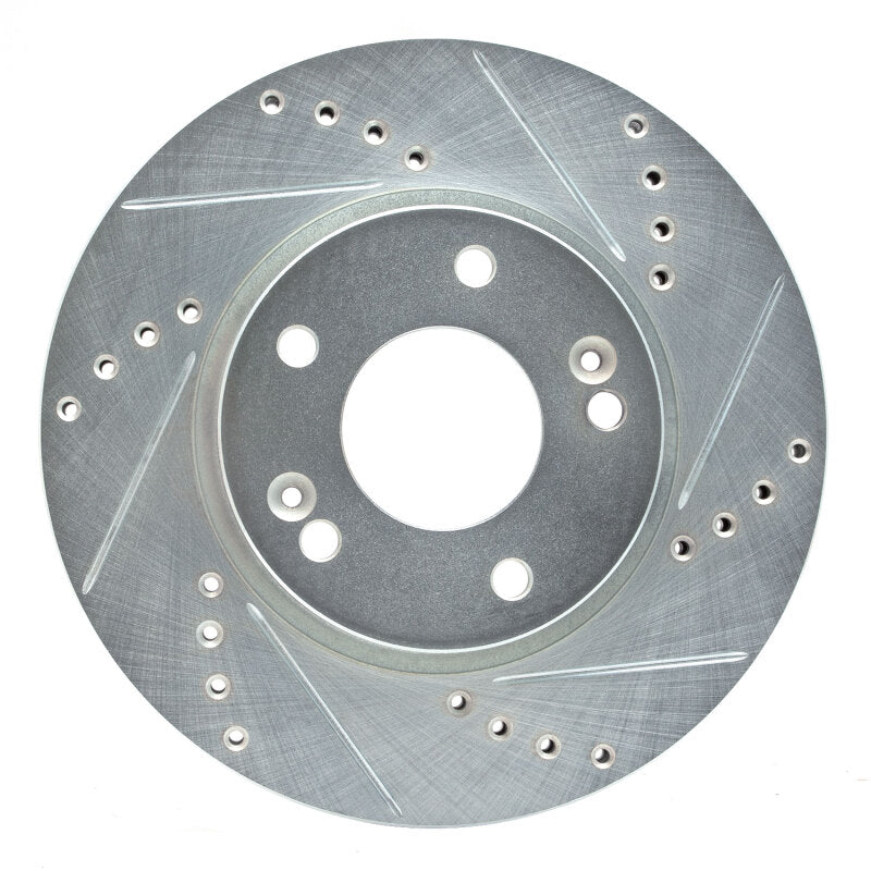 R1 Concepts R1 15-25 Hyundai Kona EV Front Right Drilled & Slotted Silver Brake Rotor