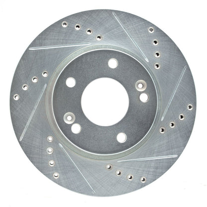 R1 Concepts R1 15-25 Hyundai Kona EV Front Right Drilled & Slotted Silver Brake Rotor