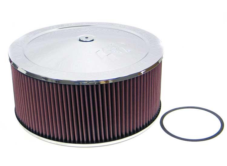 K&N Engineering K&N Round - Red - Size 14in - 5.125in Neck Flange Custom Air Cleaner Assembly