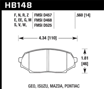 Hawk Performance Hawk 90-93 Mazda Miata (NA) HT-10 Race Front Brake Pads