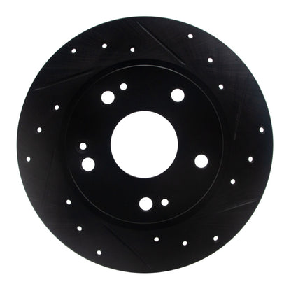 R1 Concepts R1 2016-2025 Honda Civic Hatchback Rear Right Drilled & Slotted Black Brake Rotor