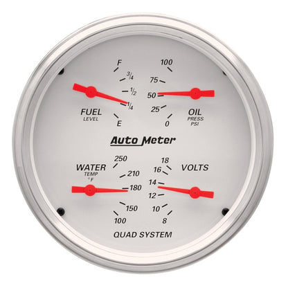 AutoMeter Gauge Quad 5in. 240 Ohm(e) to 33 Ohm(f) Elec Arctic White
