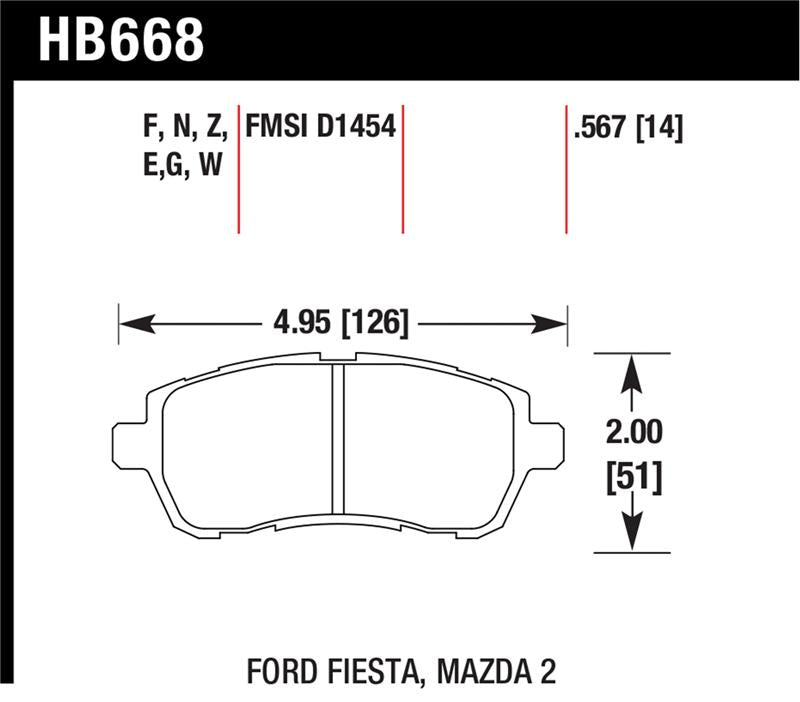 Hawk Performance Hawk 11 Ford Fiesta S/SE/SL Blue 9012 Front Race Brake Pads