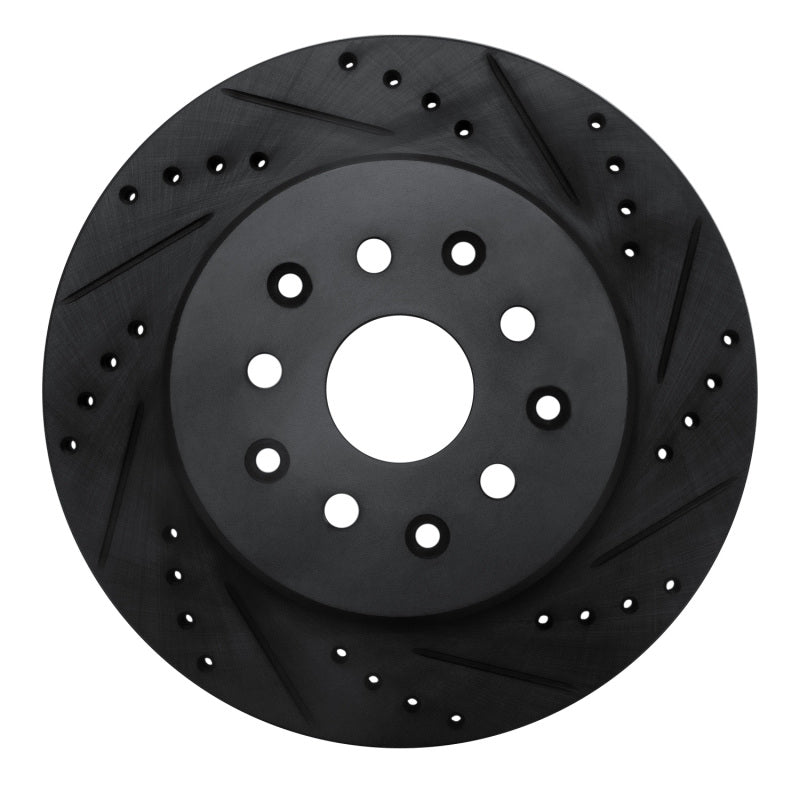R1 Concepts R1 93-98 Toyota Supra Rear Right Drilled & Slotted Black Brake Rotor
