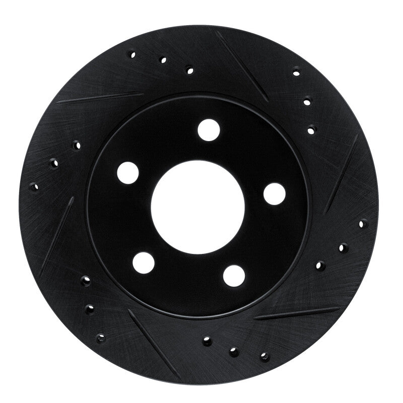 R1 Concepts R1 86-92 Ford Thunderbird Rear Right Front Right Drilled & Slotted Black Brake Rotor