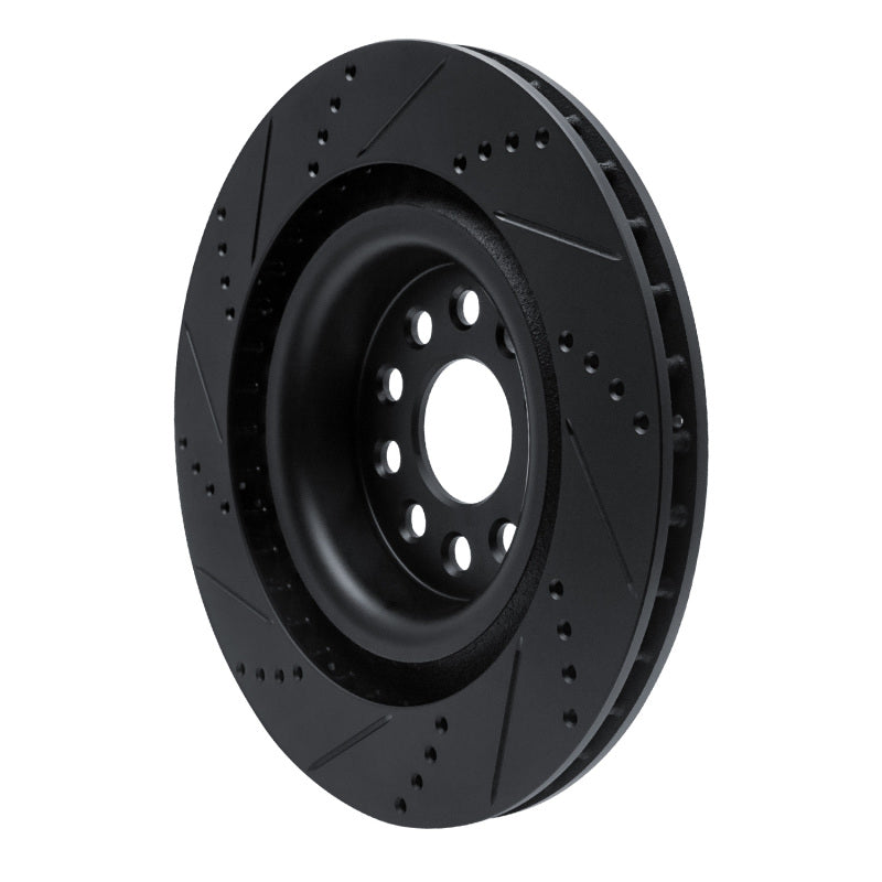 R1 Concepts R1 12-21 Tesla Model S Rear Right Drilled & Slotted Black Brake Rotor