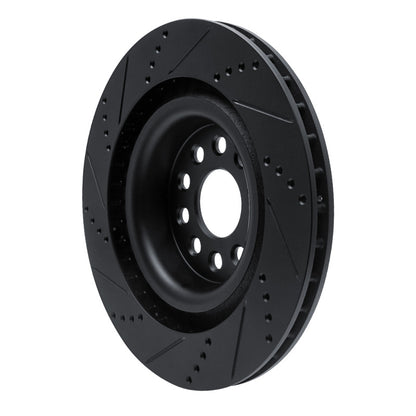 R1 Concepts R1 12-21 Tesla Model S Rear Right Drilled & Slotted Black Brake Rotor