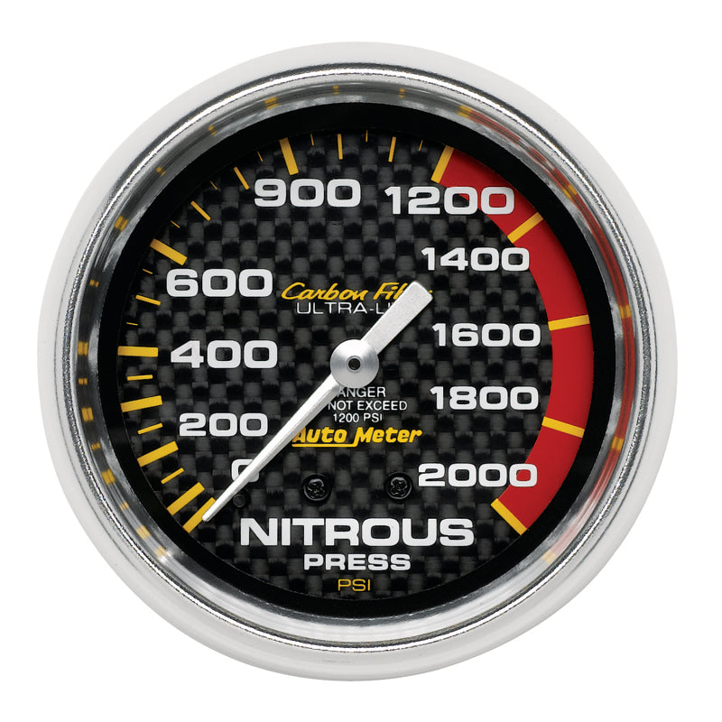 Autometer Carbon Fiber 66.7mm Mechanical 0-2000 PSI Nitrous Press Gauge