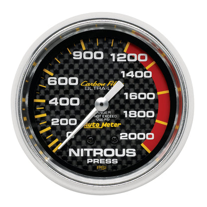 Autometer Carbon Fiber 66.7mm Mechanical 0-2000 PSI Nitrous Press Gauge
