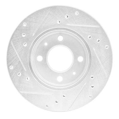 R1 Concepts R1 88-06 Nissan NX Front Right Drilled & Slotted Silver Brake Rotor