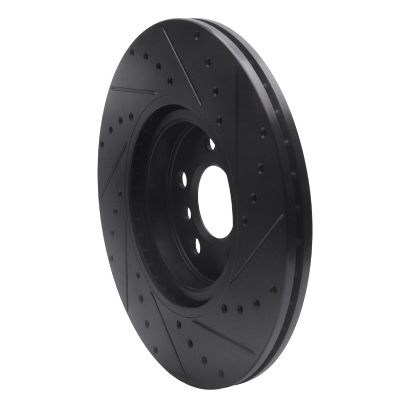 R1 Concepts R1 15-25 BMW X2 Front Left Drilled & Slotted Black Brake Rotor