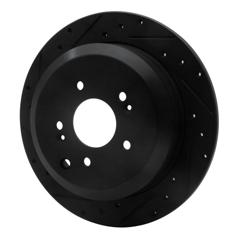 R1 Concepts R1 07-12 Hyundai Veracruz Rear Left Drilled & Slotted Black Brake Rotor