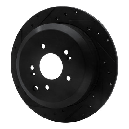 R1 Concepts R1 07-12 Hyundai Veracruz Rear Left Drilled & Slotted Black Brake Rotor