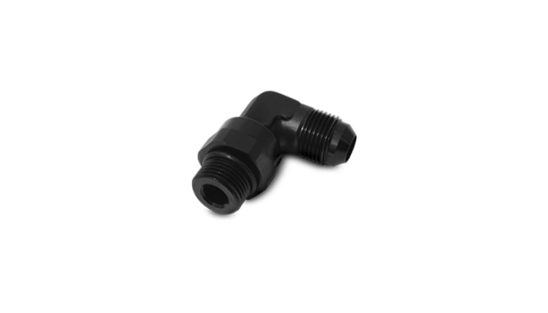 Vibrant -12AN Male Flare to Male -12AN ORB Swivel 90 Degree Adapter Fitting - Anodized Black