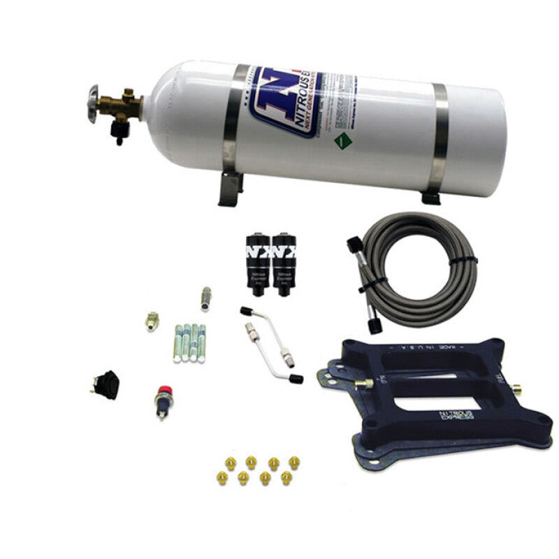 Nitrous Express 4150 Hitman 4-BBL Nitrous Kit (100-200HP) w/15lb Bottle