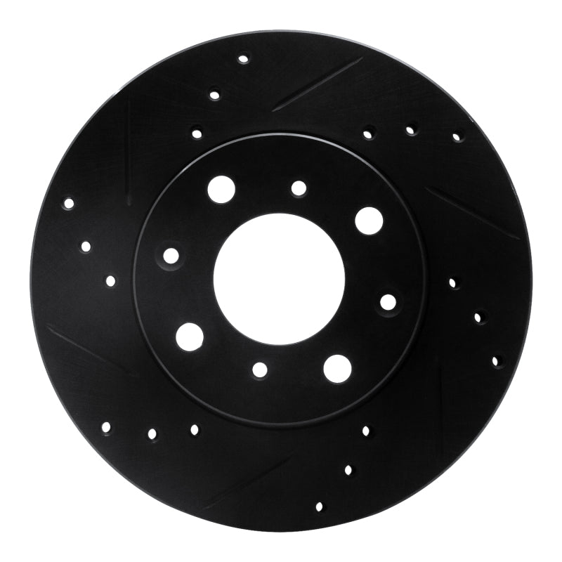 R1 Concepts R1 90-00 Honda Civic Wagon Front Left Drilled & Slotted Black Brake Rotor