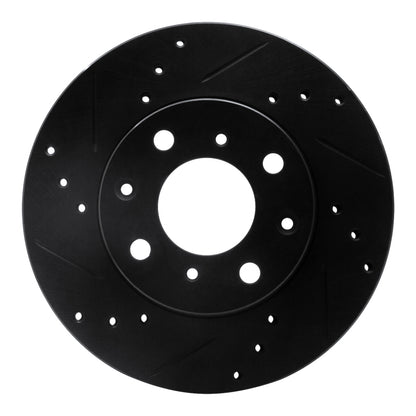R1 Concepts R1 90-00 Honda Civic Wagon Front Left Drilled & Slotted Black Brake Rotor