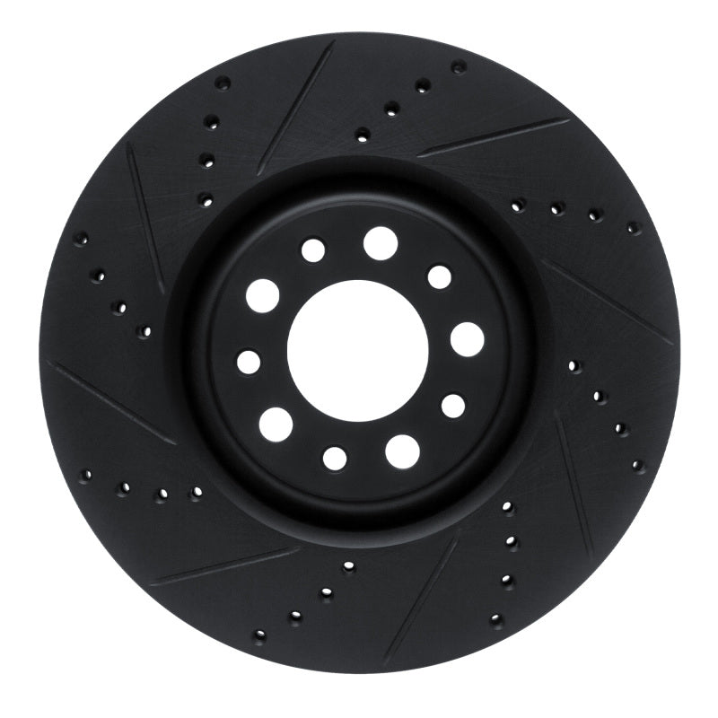 R1 Concepts R1 2017-2025 Alfa Romeo Stelvio Front Left Drilled & Slotted Black Brake Rotor
