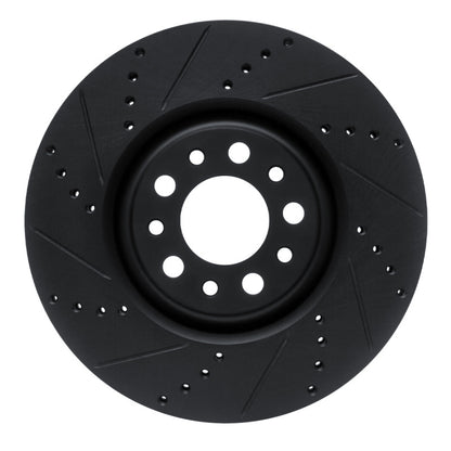 R1 Concepts R1 2017-2025 Alfa Romeo Stelvio Front Left Drilled & Slotted Black Brake Rotor