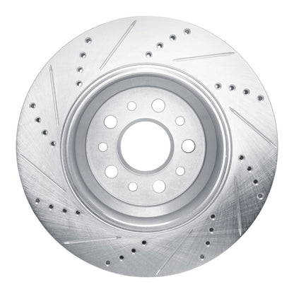 R1 Concepts R1 14-16 Maserati Ghibli Rear Right Drilled & Slotted Silver Brake Rotor