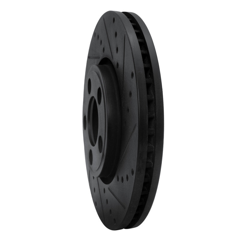 R1 Concepts R1 06-08 Jaguar S-Type Front Right Drilled & Slotted Black Brake Rotor