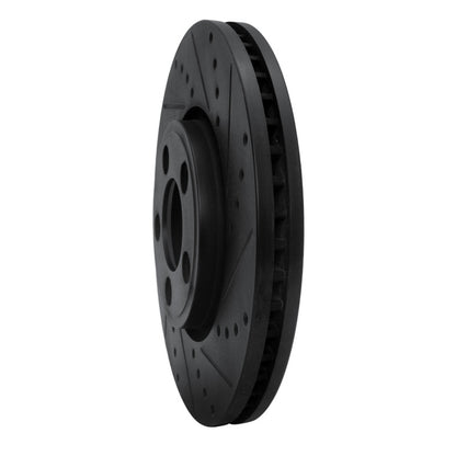 R1 Concepts R1 06-08 Jaguar S-Type Front Right Drilled & Slotted Black Brake Rotor