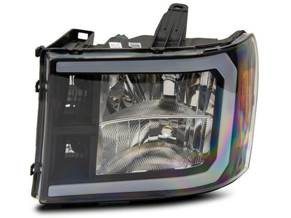 Raxiom 07-13 GMC Sierra 1500 Axial Series Headlights w/ LED Bar- Black Housing (Clear Lens)