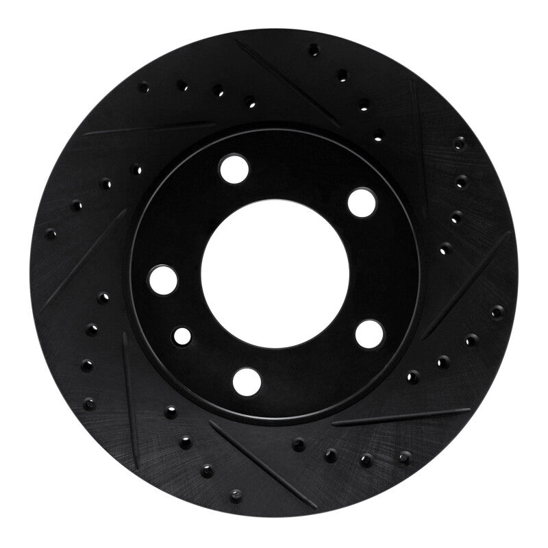 R1 Concepts R1 82-89 BMW 635CSI Front Right Drilled & Slotted Black Brake Rotor