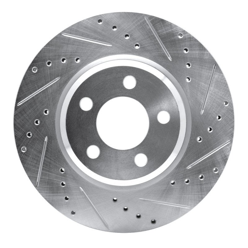 R1 Concepts R1 2005-2023 Chrysler 300 Front Right Drilled & Slotted Silver Brake Rotor