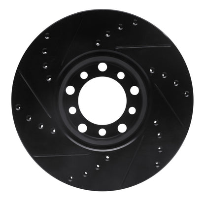 R1 Concepts R1 79-85 Mercedes-Benz 380SEL Front Right Drilled & Slotted Black Brake Rotor
