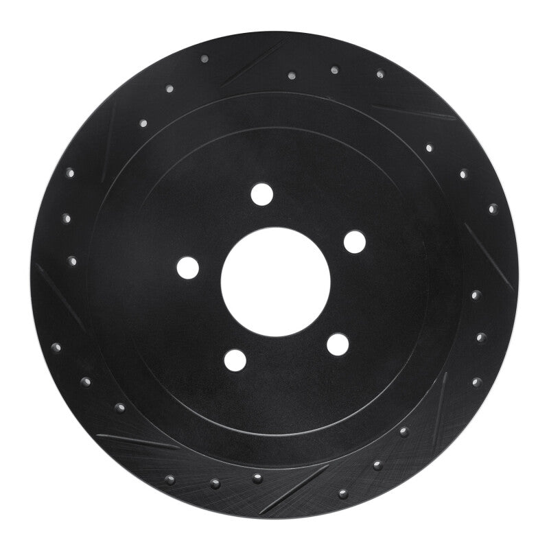 R1 Concepts R1 03-11 Lincoln Town Car Rear Left Drilled & Slotted Black Brake Rotor