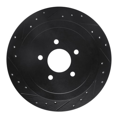 R1 Concepts R1 03-11 Lincoln Town Car Rear Left Drilled & Slotted Black Brake Rotor
