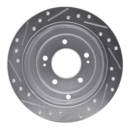 R1 Concepts R1 04-06 Kia AMANTI Rear Right Drilled & Slotted Silver Brake Rotor
