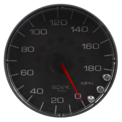 Autometer Spek-Pro Gauge Speedometer 5in 180 Mph Elec. Programmable Black/Black